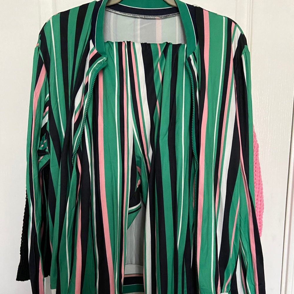 Pink and Green Striped track suit-Plus Size 3X